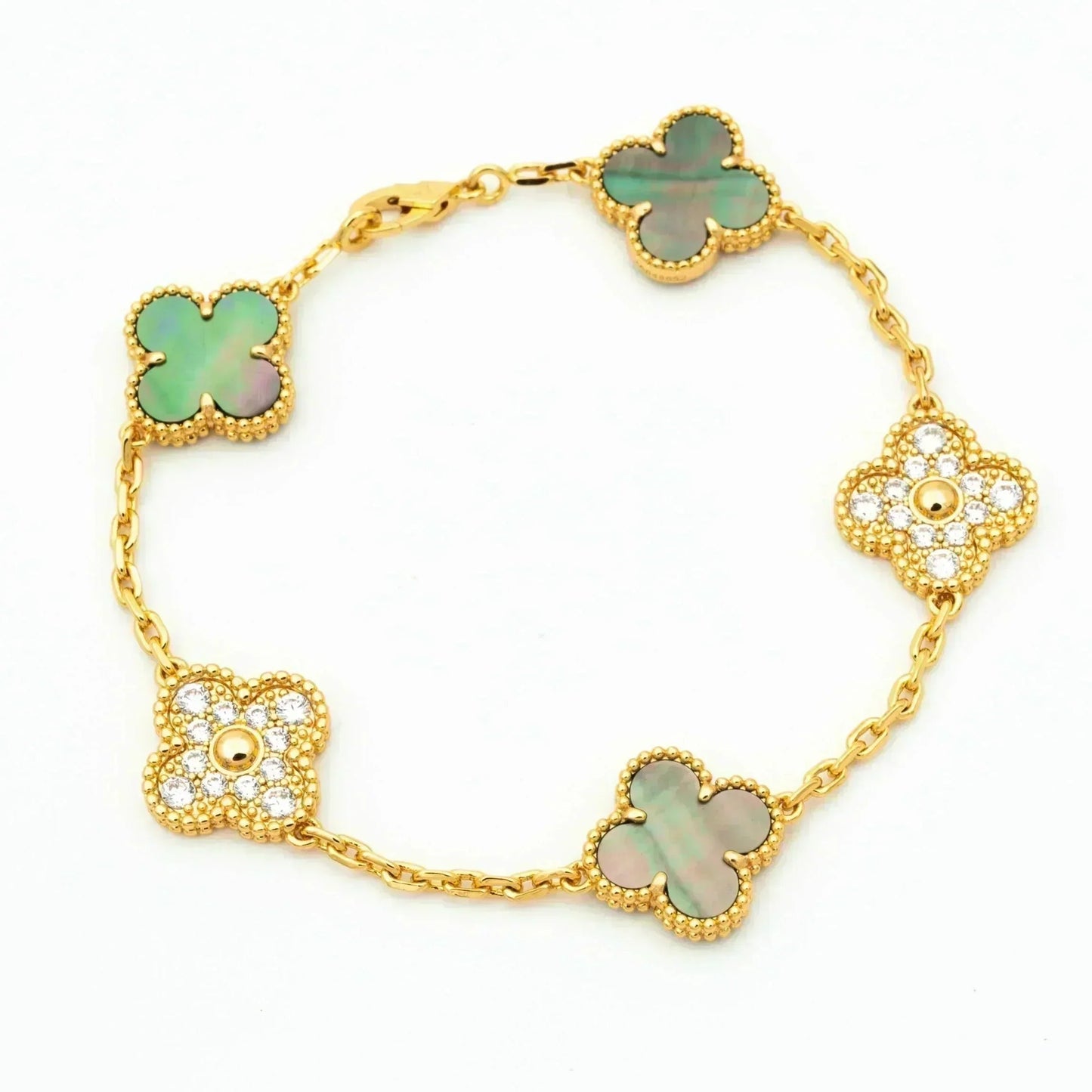 [Spark] CLOVER 5 MOTIF GRAY MOP BRACELET COLLECTION