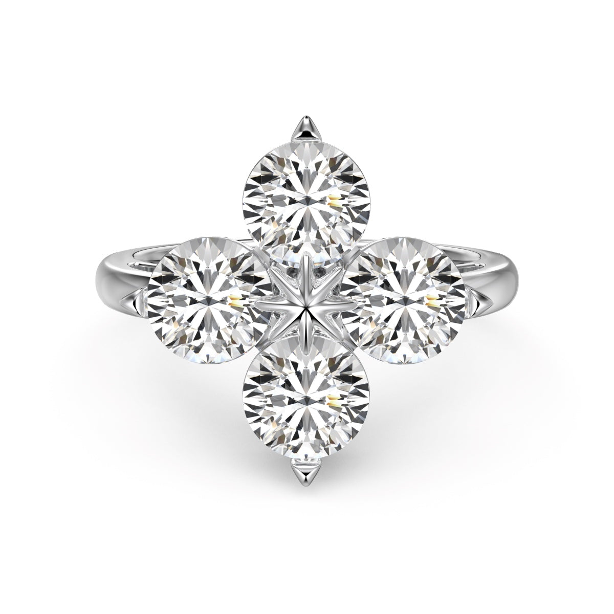 [Tonmkive Jewelry]Four-Leaf Clover Eight-Pointed Star Ring