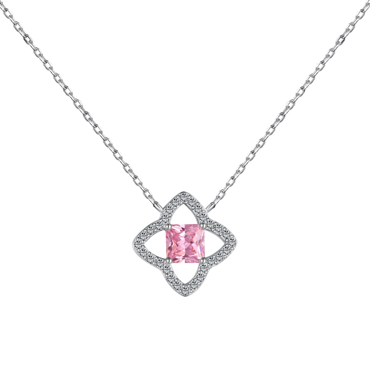 [Tonmkive Jewelry]Exquisite Flower Shape Princess Cut Necklace