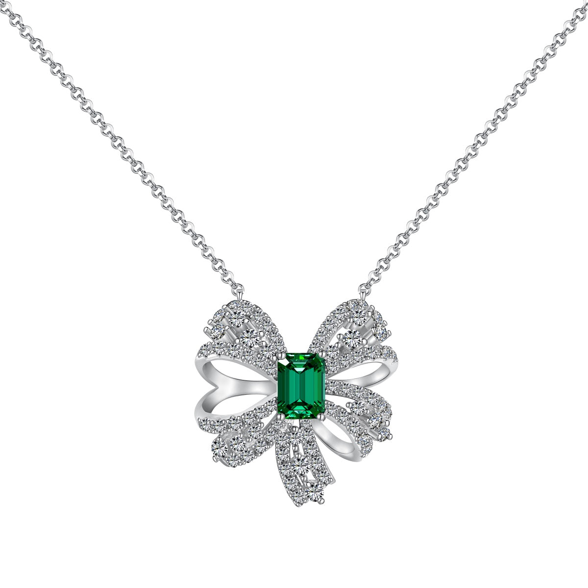 [Tonmkive Jewelry]Luxurious Flower Shape Emerald Cut Necklace
