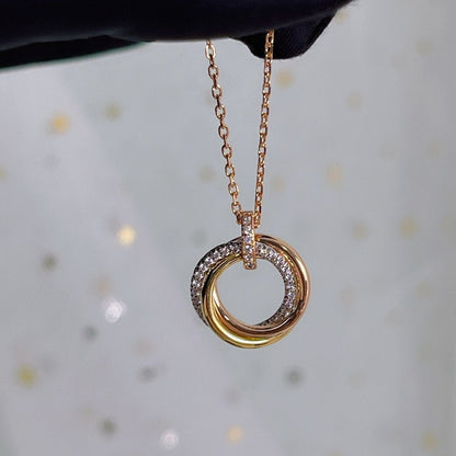 [Spark]TRINITY NECKLACE SILVER GOLD PINK GOLD DIAMONDS
