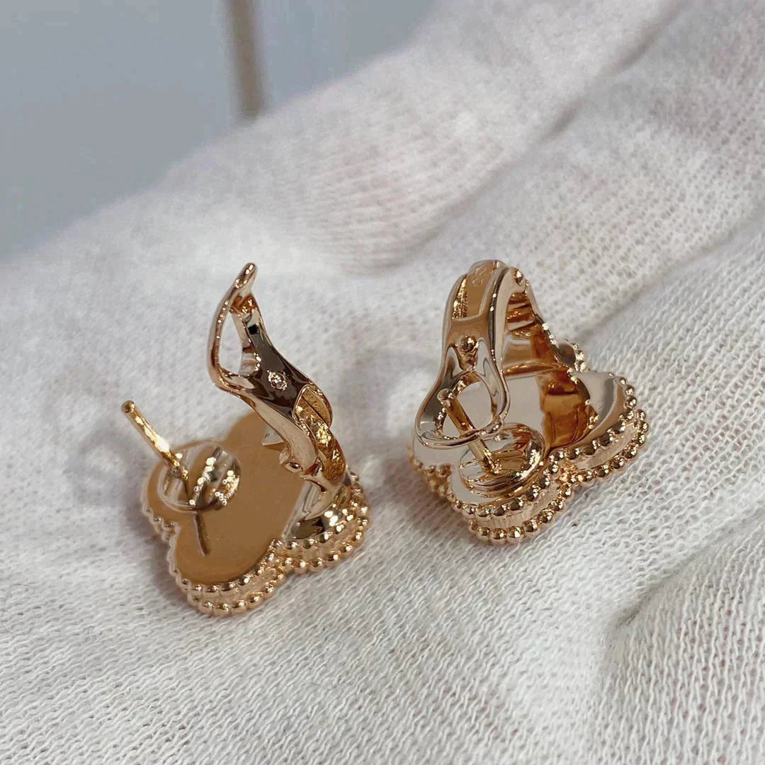 [Spark]CLOVER MEDIUM 1 MOTIFS CARNELIAN  DIAMOND earrings