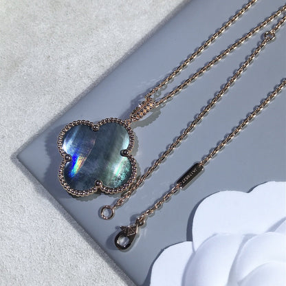 [Spark]CLOVER 25MM GOLD DARK MOP BIG CLOVER NECKLACE