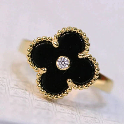 [Spark]CLOVER ONYX RING GOLD DIAMOND