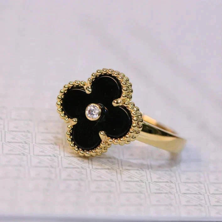 [Spark]CLOVER ONYX RING GOLD DIAMOND
