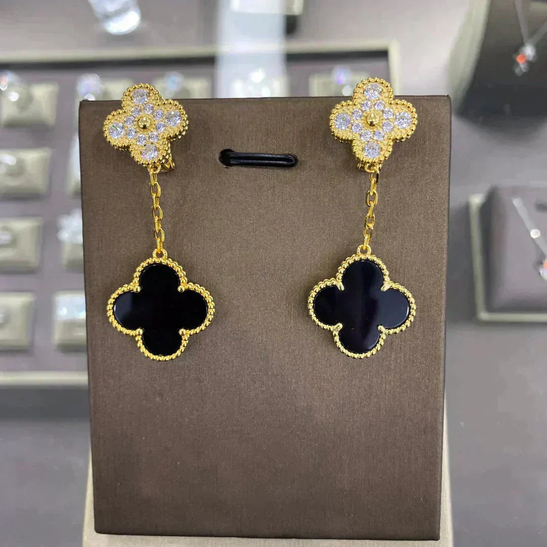 [Spark]CLOVER  2 MOTIFS  DIAMOND  EARRINGS (MULTIPLE CHOICESç´