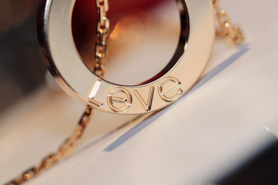 [Spark]LOVE NECKLACE 16MM 6 DIAMONDS PINK GOLD
