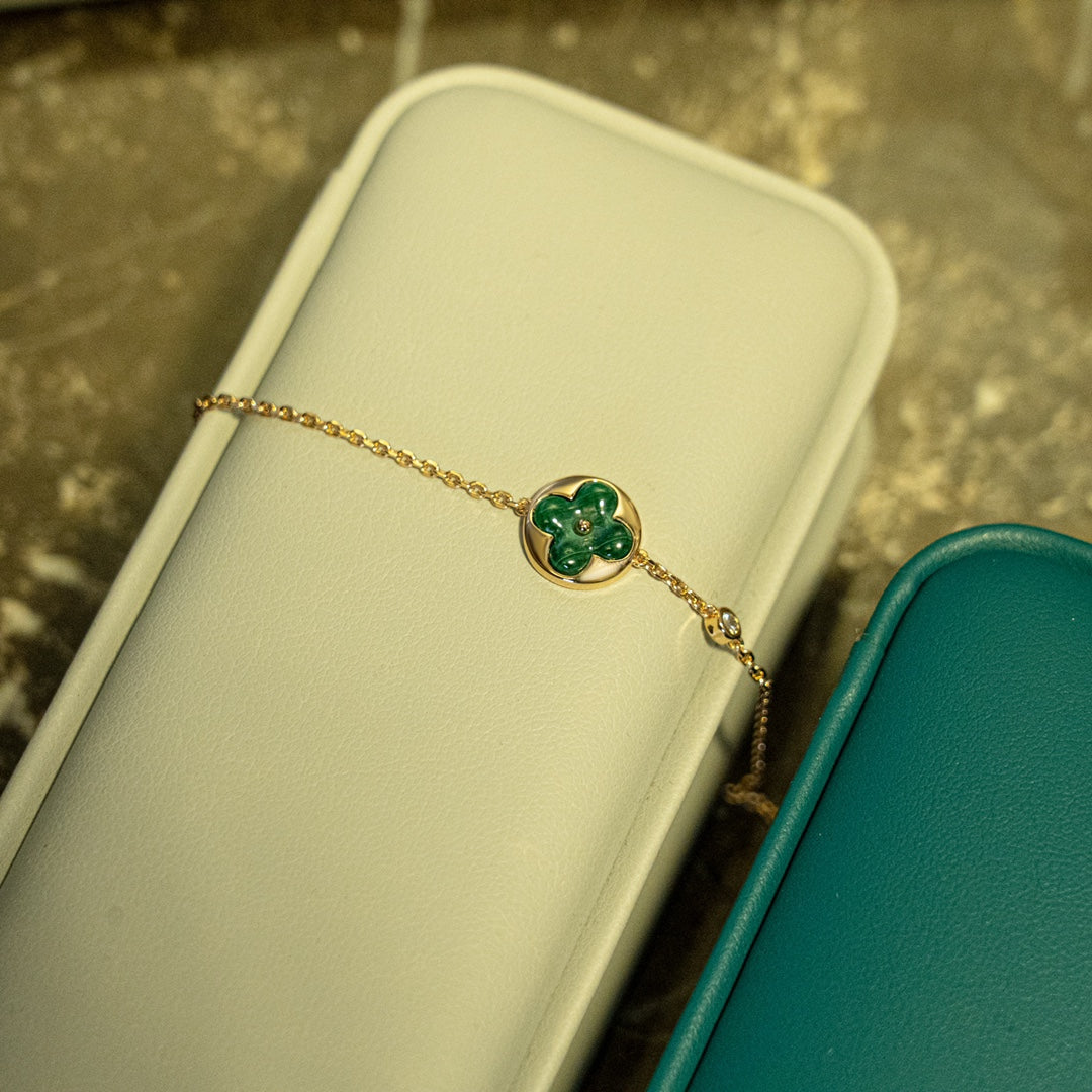 [Spark]SUN MALACHITE 1 DIAMOND PINK GOLD BRACELET