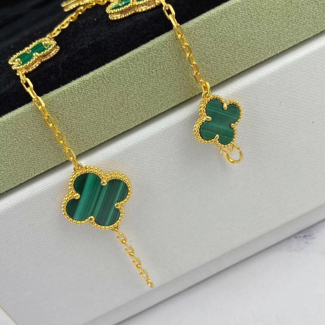[Spark]MAGIC CLOVER MALACHITE GOLD BRACELET 5 MOTIFS