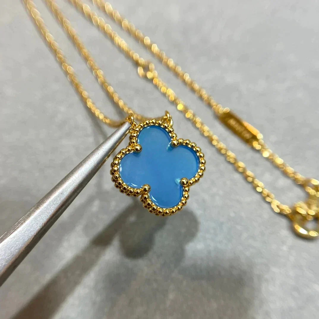 [Spark]CLOVER 15MM BLUE AGATE NECKLACE
