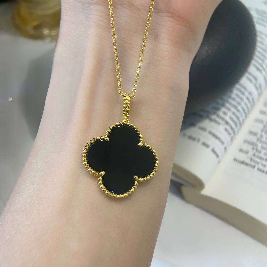 [Spark]CLOVER 25MM NECKLACE GOLD ONYX
