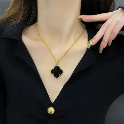[Spark]CLOVER 25MM NECKLACE GOLD ONYX