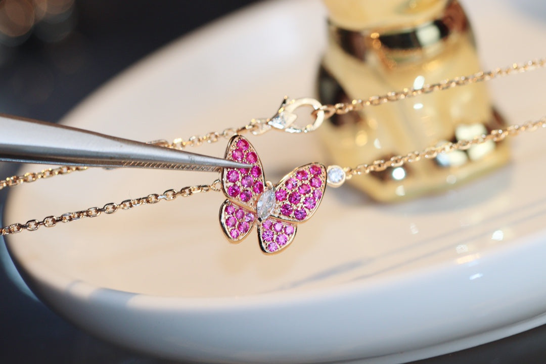 [Spark]BUTTERFLY RED DIAMOND Spark GOLD NECKLACE