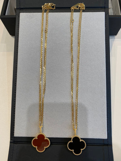 [Spark]CLOVER 25MM NECKLACE GOLD CARNELIAN