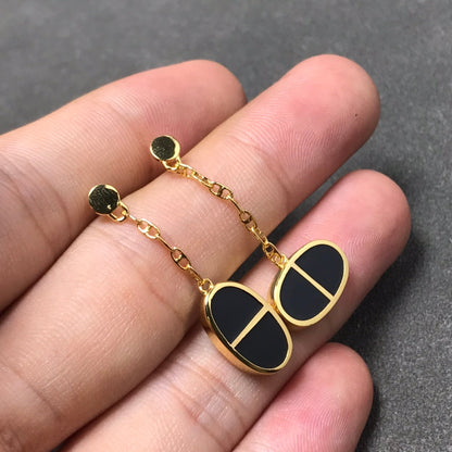 [Spark]CHAINE VERSO BLACK CERAMIC SILVER EARRINGS