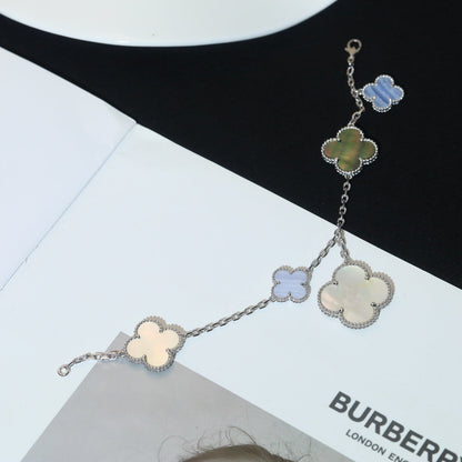 [Spark]CLOVER BRACELET 5 MOTIFS MOP CHALCEDONY SILVER