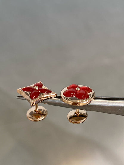 [Spark]STAR AND SUN PINK GOLD CARNELIAN STUD EARRINGS