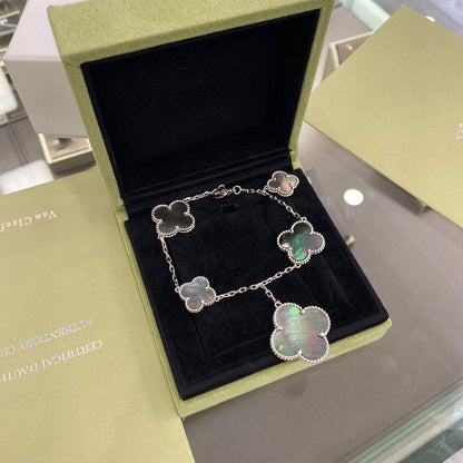 [Spark]CLOVER 5 MOTIFS SIVLER DARK MOP BRACELET