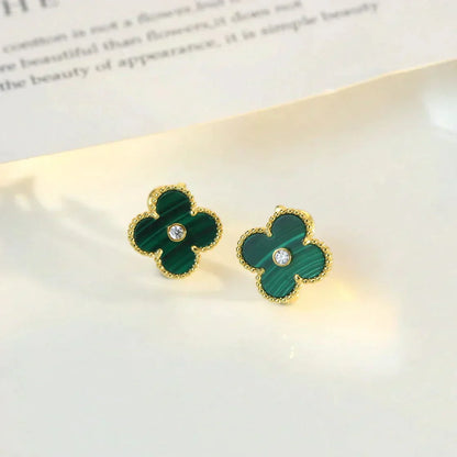 [Spark]CLOVER MEDIUM 1 MOTIFS MALACHITE DIAMOND EARRINGS