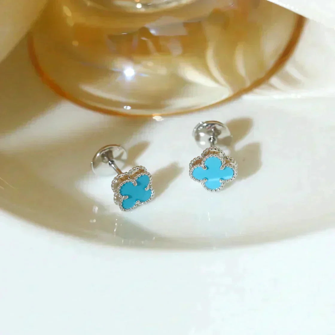 [Spark]CLOVER MINI 9.5MM ONYX STUD EARRINGS SILVER