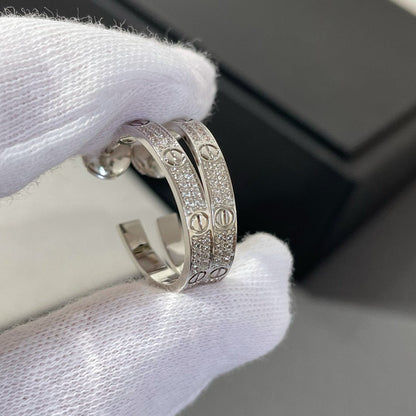 [Spark]LOVE DIAMOND SILVER HOOP EARRINGS