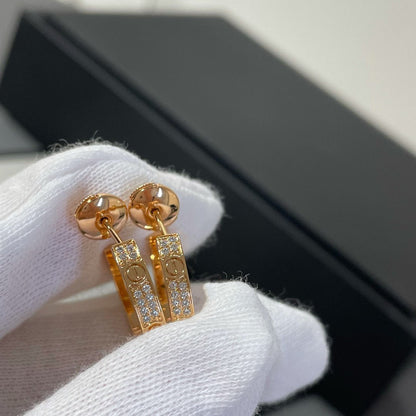 [Spark]LOVE DIAMOND PINK GOLD HOOP EARRINGS