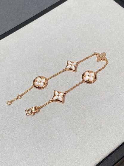[Spark]STAR AND SUN 5 MOTIF MOP PINK GOLD BRACELET