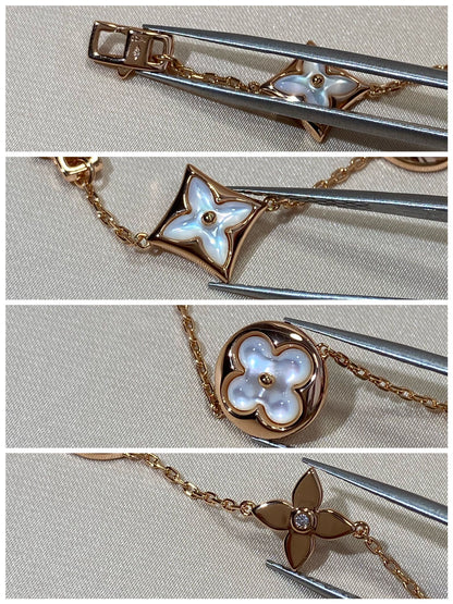 [Spark]STAR AND SUN 5 MOTIF MOP PINK GOLD BRACELET