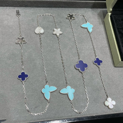 [Spark]LUCKY CLOVER SILVER 11 MOTIF NECKLACE