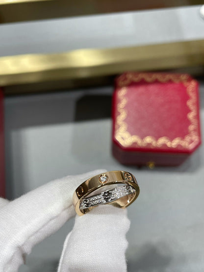 [Spark]LOVE PINK GOLD SILVER DIAMOND DOUBLE RING