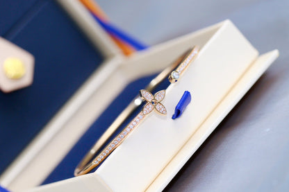 [Spark]IDYLLE PINK GOLD OPEN BRACELET DIAMOND PAVED