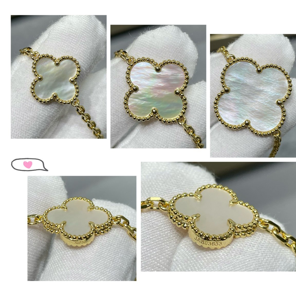 [Spark]CLOVER 16 MOTIF WHITE MOP GOLD NECKLACE