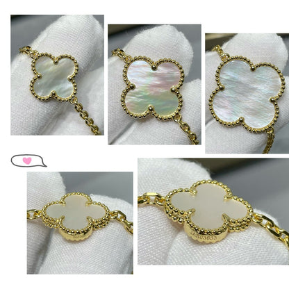 [Spark]CLOVER 16 MOTIF WHITE MOP GOLD NECKLACE