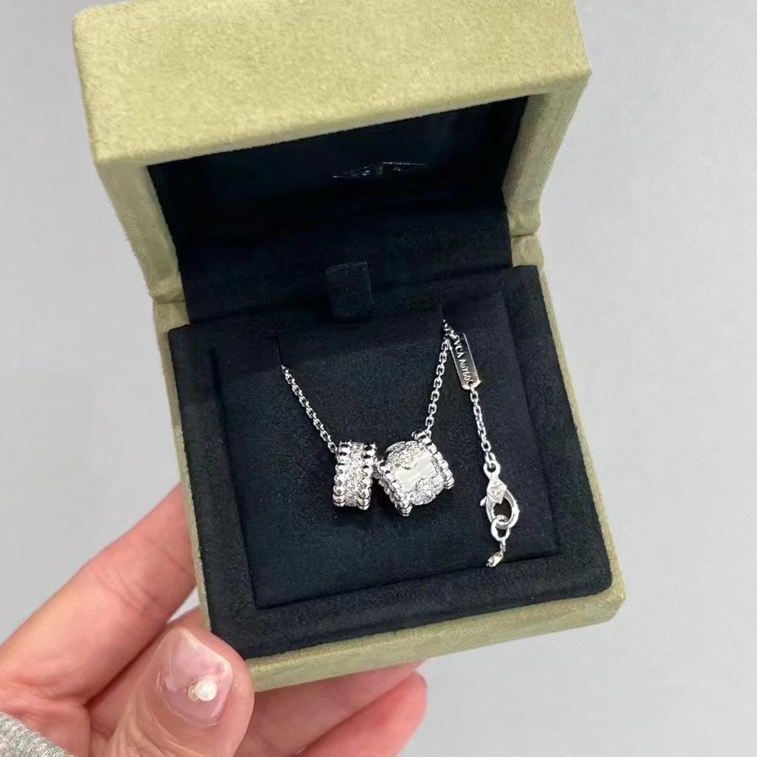 [Spark]PERLEE DOUBLE PENDANT SILVER DIAMOND NECKLACE