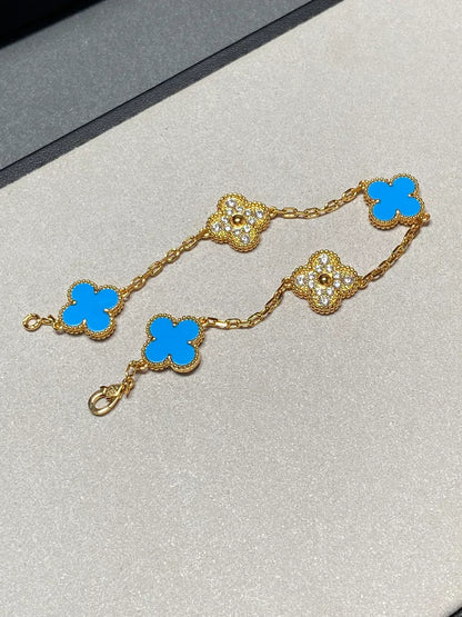 [Spark] CLOVER 5 MOTIF BLUE AGATE BRACELET COLLECTION
