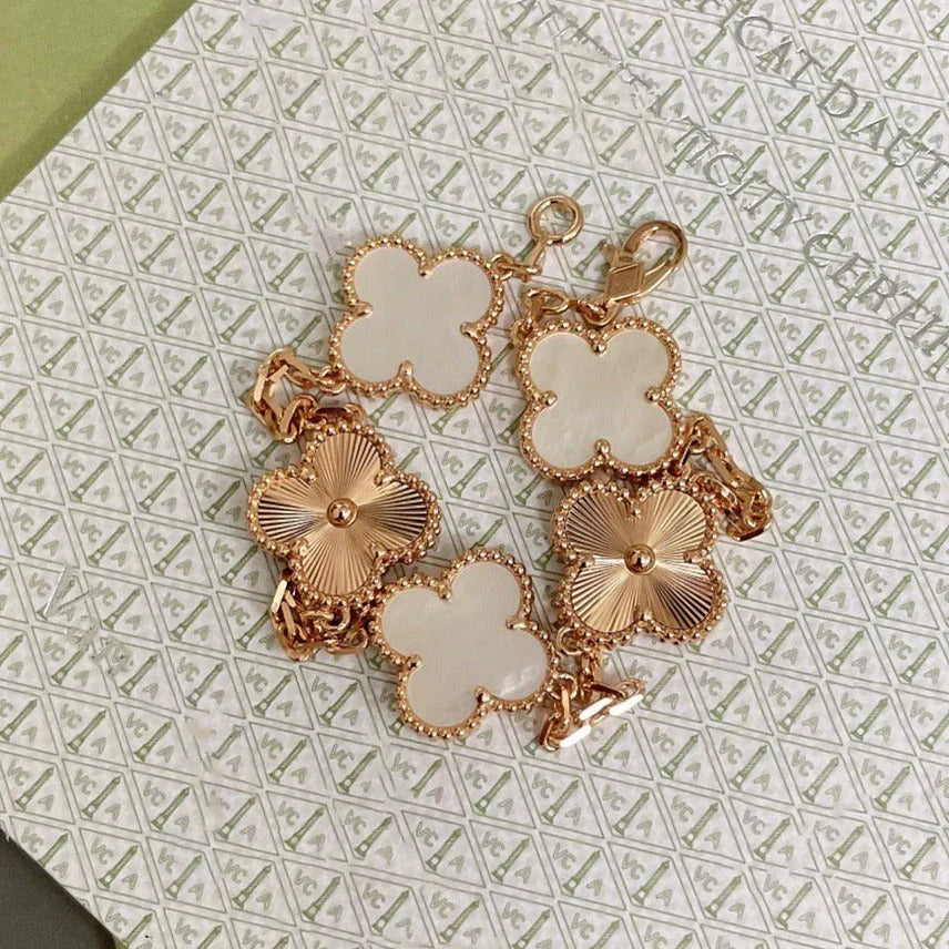 [Spark]CLOVER WHITE PEARL MOP 5 MOTIF BRACELET COLLECTION