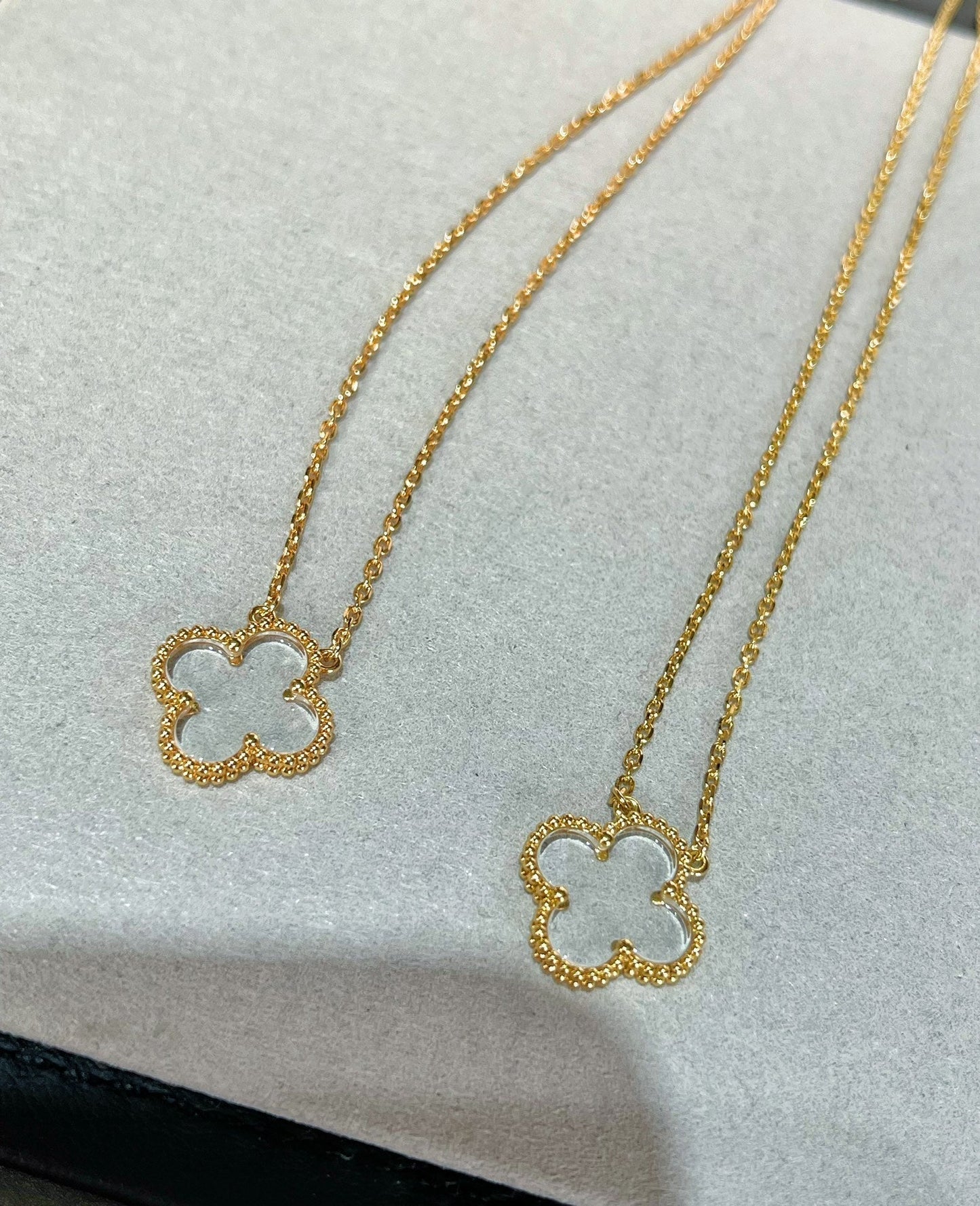 [Spark]CLOVER ROCK CRYSTAL Spark GOLD NECKLACE