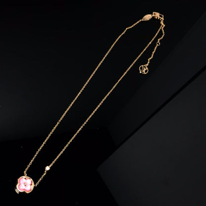 [Spark]COLOR BLOSSOM PINK MOP SUN GOLD NECKLACE