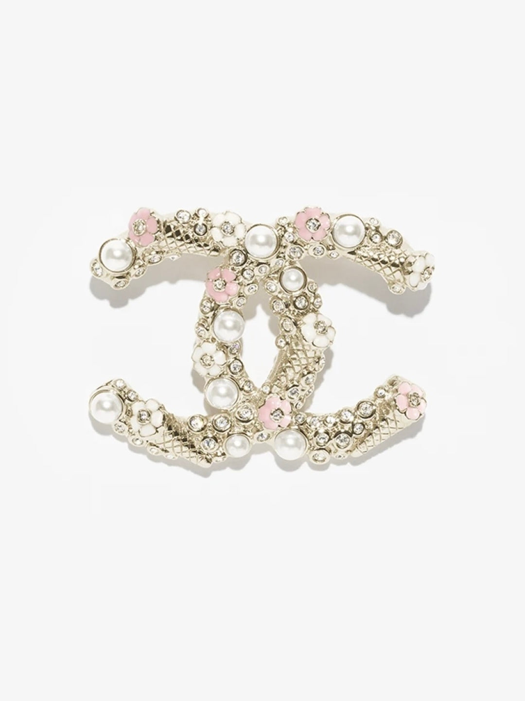 [Spark]26C Pink-White Enamel Ice Cream Cone Double C Brooch