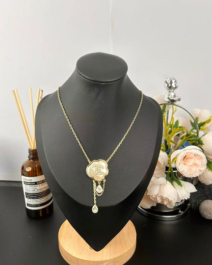 [Spark]Cloud Pearl Mother-of-Pearl Diamond Chain Pendant Necklace