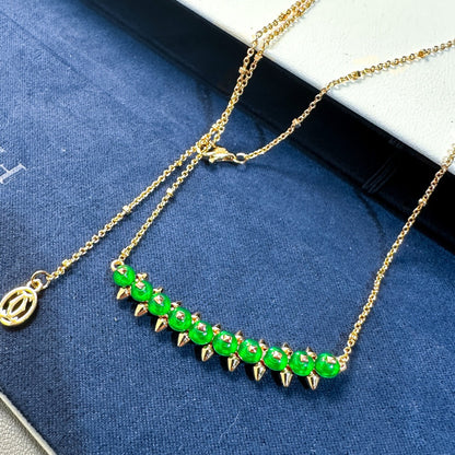 [Spark]New Arrival: Green Bead Rivet Necklace