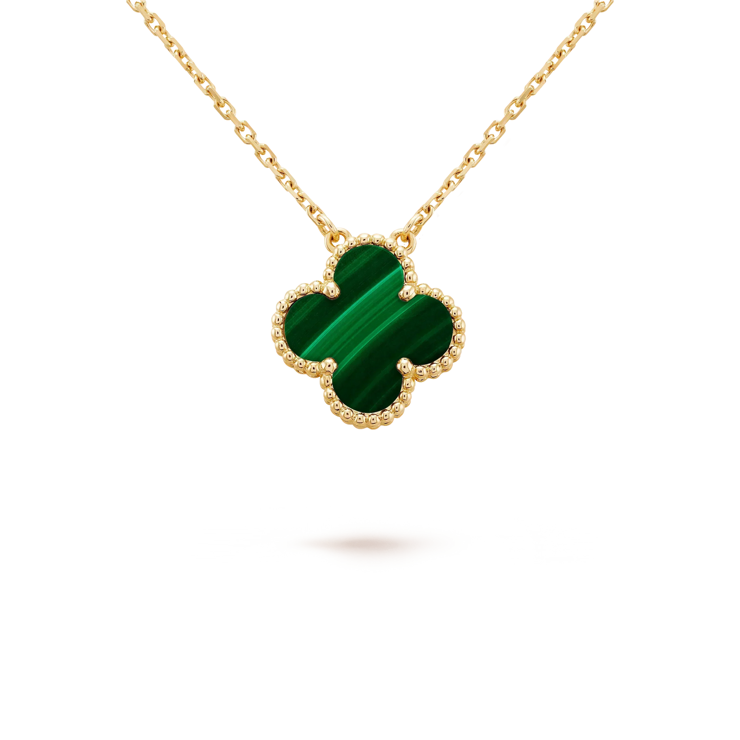 [Spark]CLOVER 15MM MALACHITE SINGLE FLOWER  NECKLACE