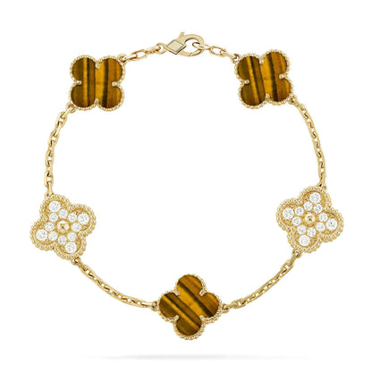 [Spark] CLOVER 5 MOTIFS TIGER EYE BRACELET COLLECTION