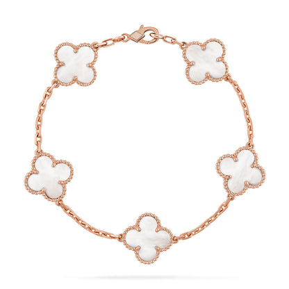 [Spark]CLOVER WHITE PEARL MOP 5 MOTIF BRACELET COLLECTION