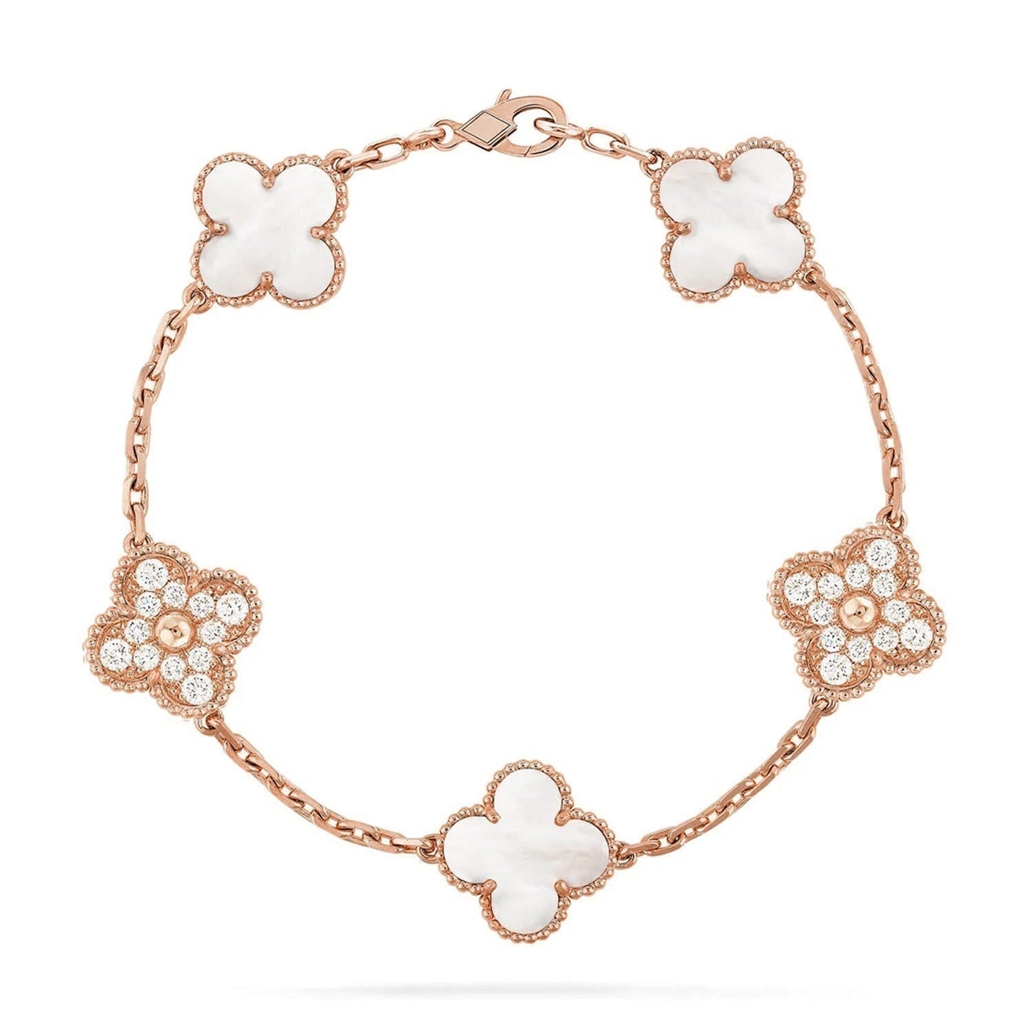 [Spark]CLOVER WHITE PEARL MOP 5 MOTIF BRACELET COLLECTION