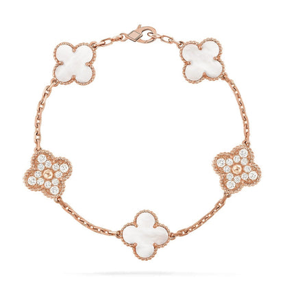 [Spark]CLOVER WHITE PEARL MOP 5 MOTIF BRACELET COLLECTION