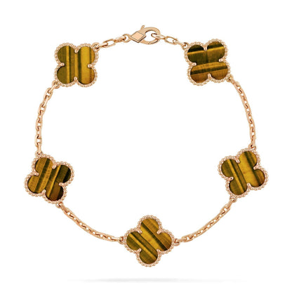 [Spark] CLOVER 5 MOTIFS TIGER EYE BRACELET COLLECTION