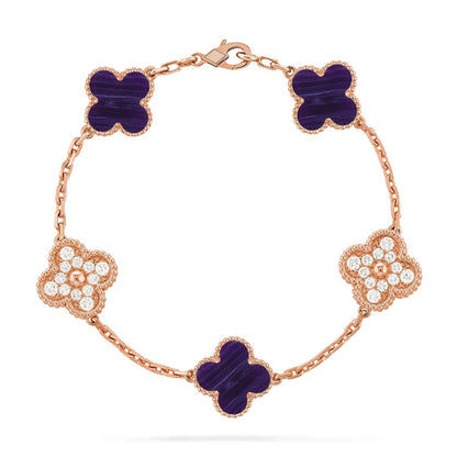 [Spark]CLOVER 5 MOTIF PURPLE STRIPES BRACELET COLLECTION