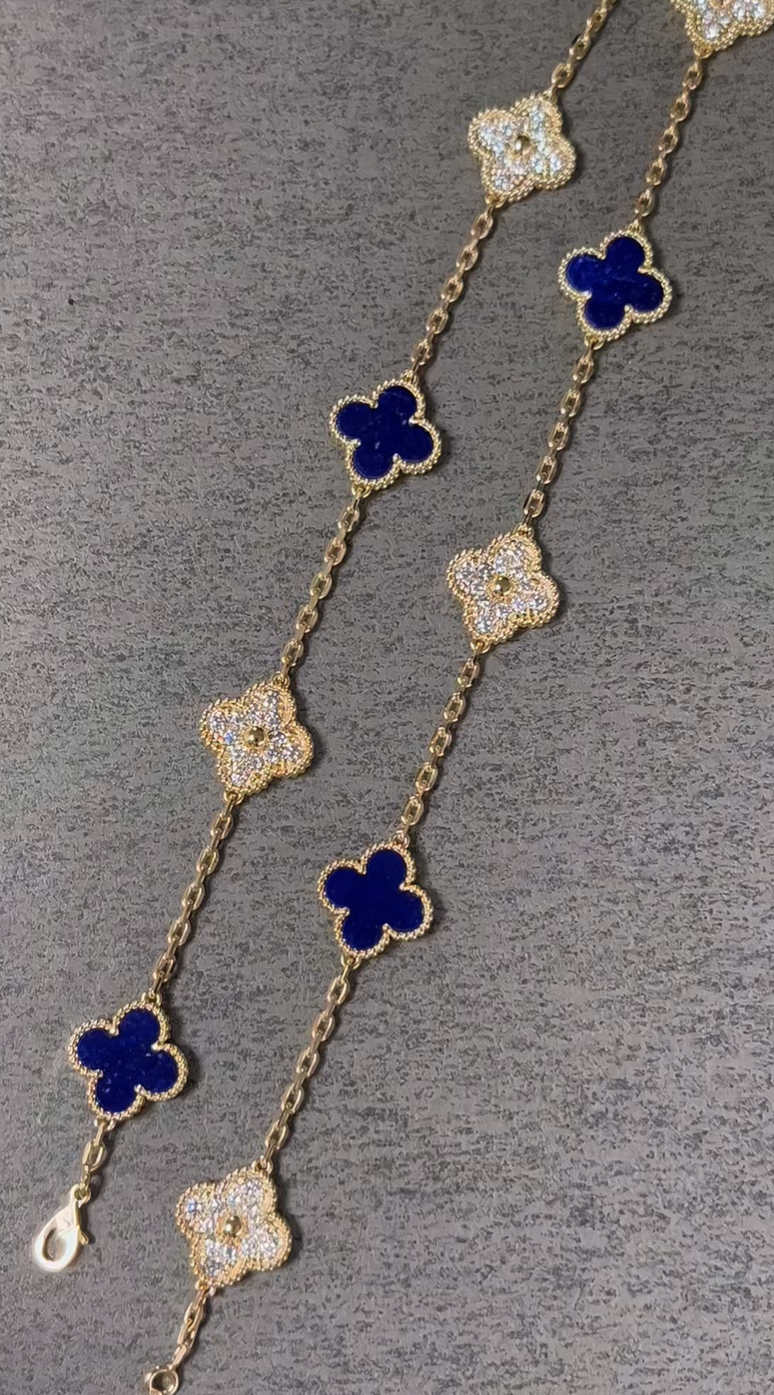[Spark]CLOVER 10 MOTIFS DIAMONDS SET IN LAPIS LAZULI