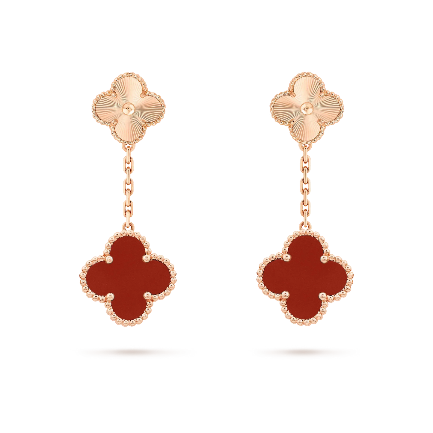 [Spark]CLOVER 2 MOTIF  LASER CARNELIAN EARRINGS